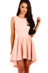 Sexy Pink Pleated Hi-low Hem Sleeveless Skater Dress
